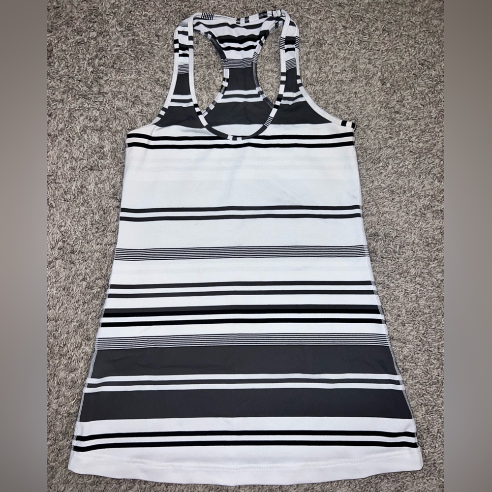 Lululemon Cool Racerback Tank | Groovy Stripe Static Wave Dune Grey White Black